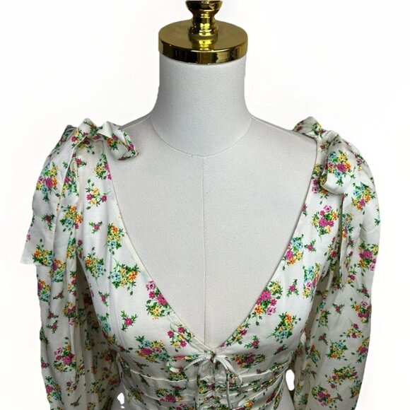 ✨ NWOT For Love & Lemons Tanya Crop Top M Satin Boned Bust $144 - Picture 6 of 13